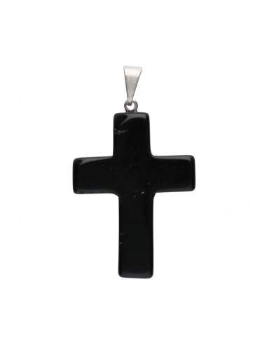 Pendentif croix en obsidienne