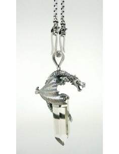 Pendente de dragão em prata e quartzo 2