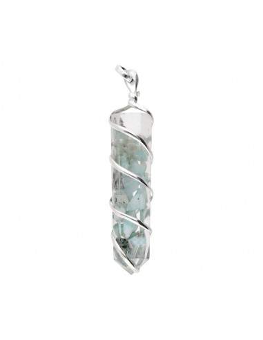 Pendentif en Larimar argenté avec...