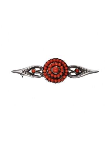 Coral Brooch in Sterling Silver 925
