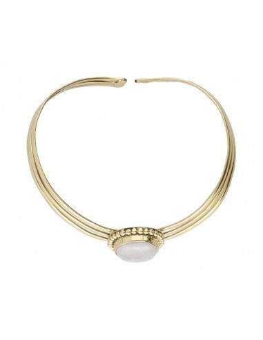 Pulseira de bronze com pedra da lua -28-