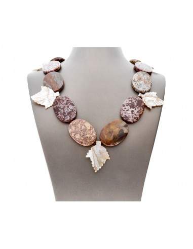 Jaspe Ocean e colar de madrepérola em...