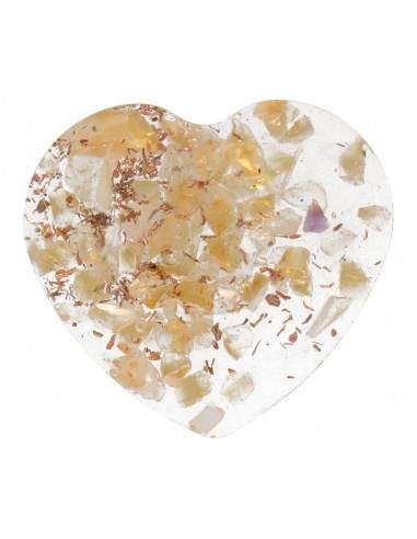 Resin Heart with Heated Citrine 3x3cm