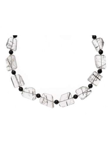 Collier de quartz tourmaline et jais...