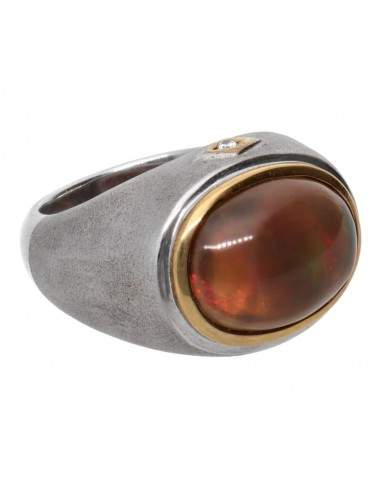 Anillo Ópalo de Fuego en Plata de Ley...