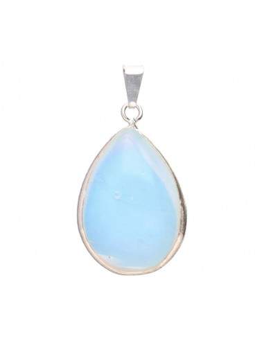 Pendentif goutte d'opaline plaqué argent