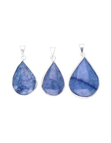 Silver Plated Blue Quartz Drop Pendant