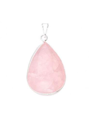 Pendentif goutte en quartz rose...