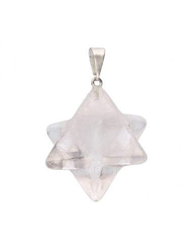Pendentif Merkaba en quartz blanc