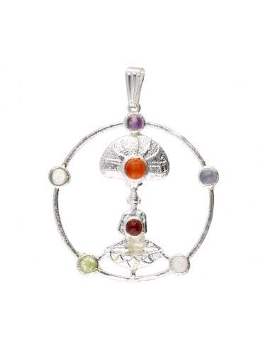 Pendentif Bouddha et fleur de lotus...