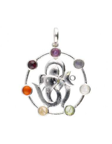 Pendentif Ganesha et OM avec minéraux...