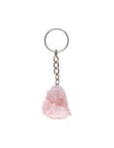 Porte-clés en quartz rose brut