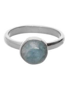 Anel oval de água-marinha...