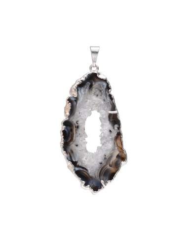 Silver Plated Crystalized Agate Pendant