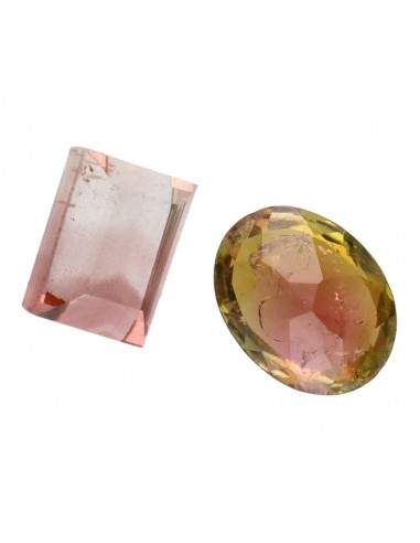 Faceted Bicolor Tourmaline cabochons...