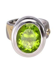 Bague péridot et diamant en...