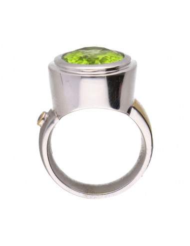 Bague péridot et diamant en argent...