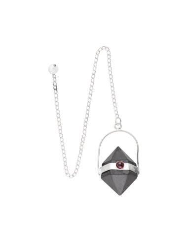 Bitermined Shungite Pendulum with Garnet
