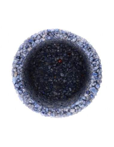 Castiçais com chips de quartzo azul...