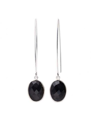Boucles d'oreilles argentées en Onyx...