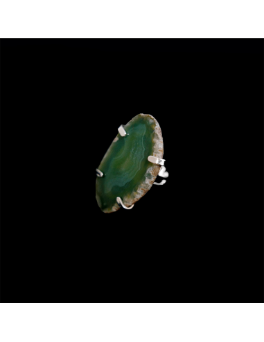 Bague en argent plaqué Agate verte...