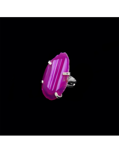Anillo de Ágata Fucsia Teñida en Baño...