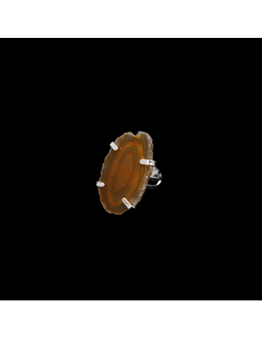 Bague en argent plaqué Agate brune...