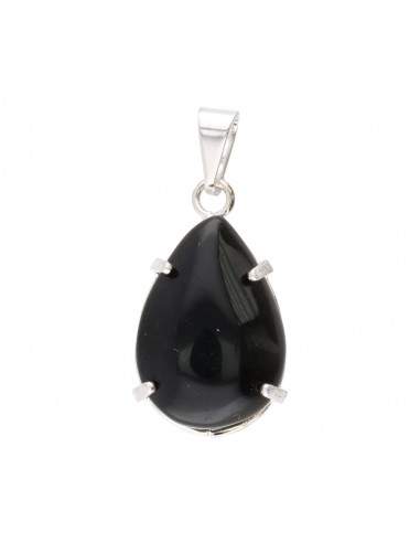 Obsidian Small Drop in Silver Plating...