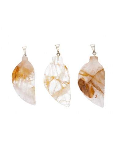 Gold Leaf Quartz Pendant in Silver...