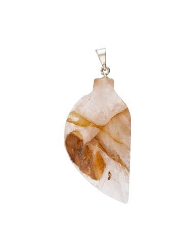 Gold Leaf Quartz Pendant in Silver...