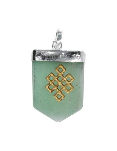Pendentif nœud infini en quartz vert...