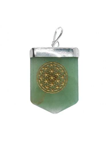 Pendentif Fleur de vie en quartz vert...
