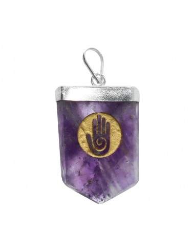 Hopi Hand Amethyst Pendant in Silver...