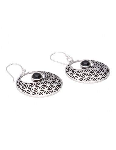 Brincos de ônix com banho de prata (P1)