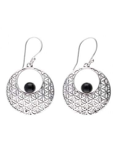 Brincos de ônix com banho de prata (P1)