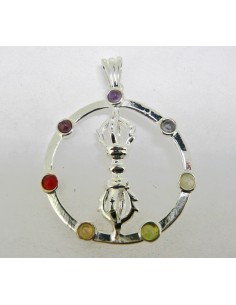 Pendente Dorjee com minerais dos chakras (prateado)
