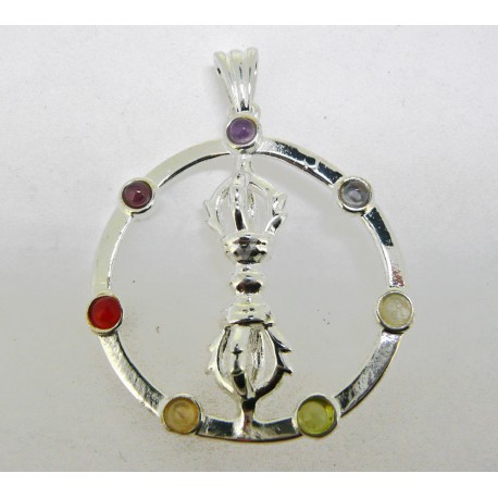 Colgante Lapislazuli con minerales chakras (baño de plata)