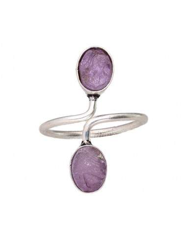 Silver Plated Ring with Amethyst -A8-