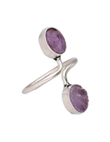 Silver Plated Ring with Amethyst -A8-