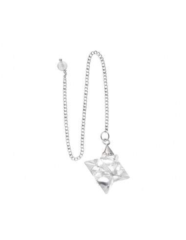 Pendule Merkaba en quartz transparent...