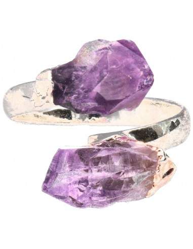 Anel de ametista com banho de prata...