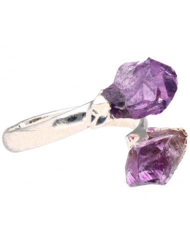 Bague en améthyste plaquée argent -A83-