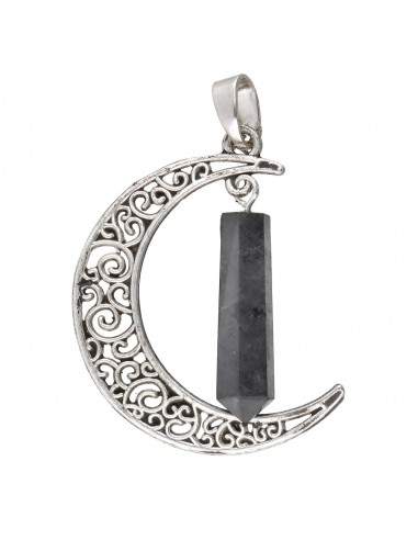 Moon Pendant with Shungite in Silver...