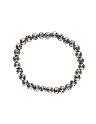 Bracelet de lave 6mm plaqué argent