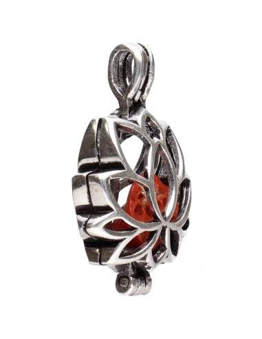 Pendentif plaqué argent avec minéral...