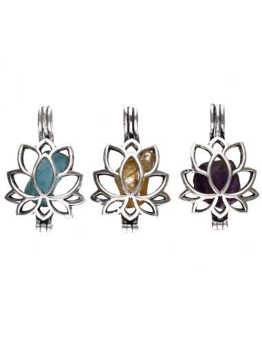 Pingente banhado a prata com mineral...