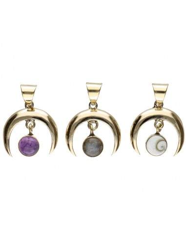 Pingente de bronze com mineral...