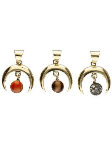 Pendentif en bronze avec minéral...