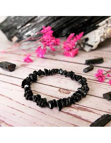 Bracelet en chips de tourmaline noire