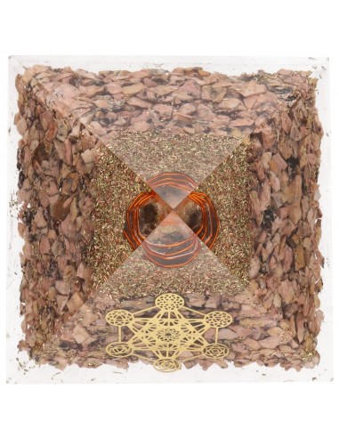 Rhodonite Resin Pyramid with Metatron...